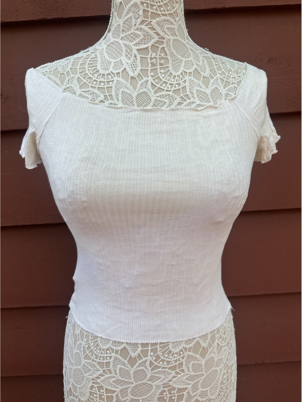 Apple Off the Shoulder Ribbed Top